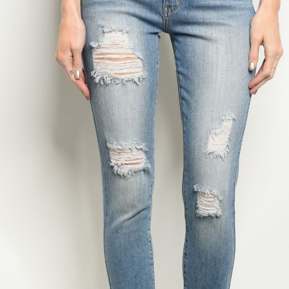 DENIM BLUE distressed jeans  - Picture 2 of 5